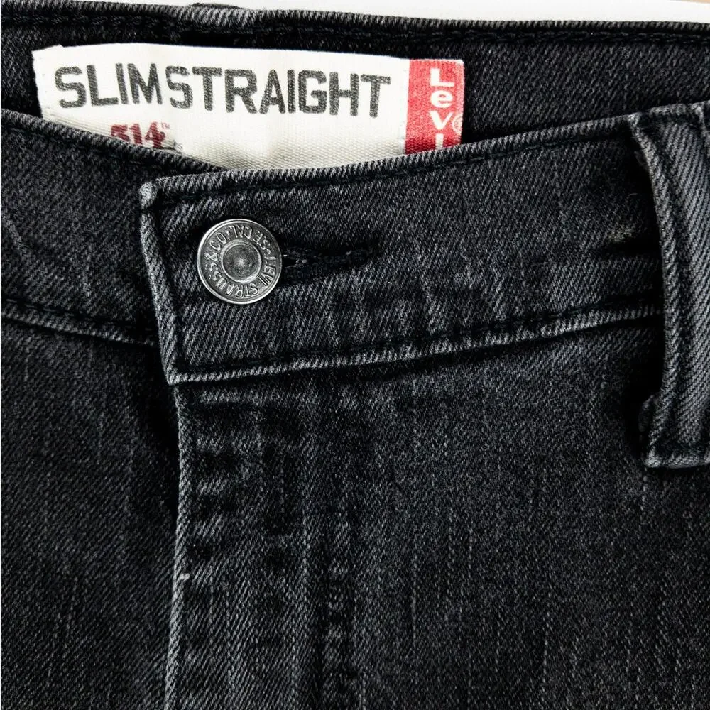Levi's 514 Slim Straight Jeans Men's 38x30 Black Textured Stretch Denim